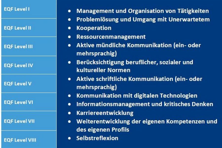 Tabelle der transversalen Kompetenzen